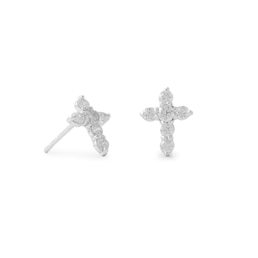 Small CZ Cross Stud Earrings