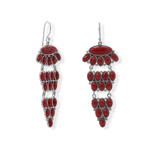 Tiered Dyed Red Coral Earring