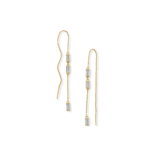 Bodacious Baguettes! White Baguette CZ Threader Earrings