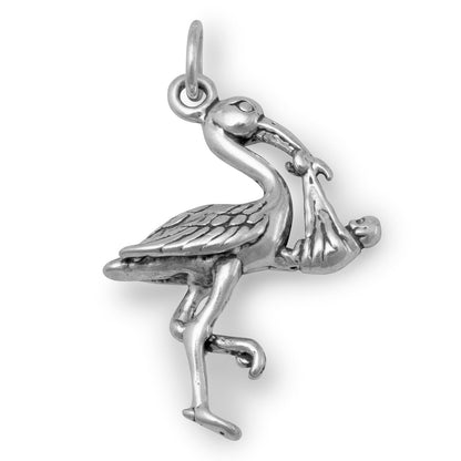 Stork with Baby Charm