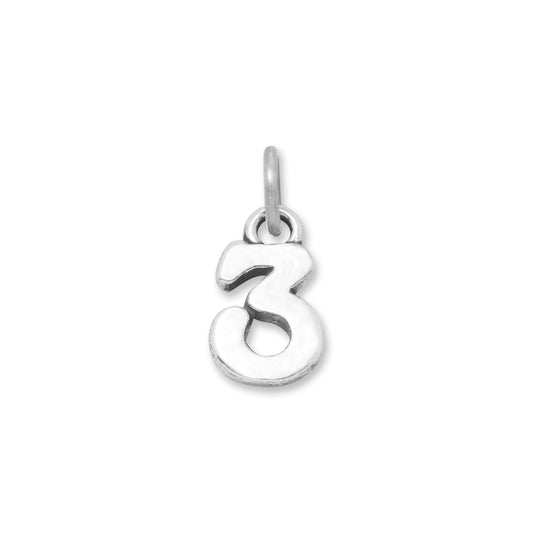 Oxidized "3" Charm