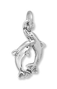 Oxidized Playful Dolphins Charm