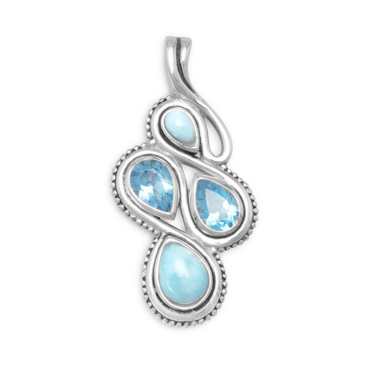 Oxidized Larimar and Blue Topaz Slide