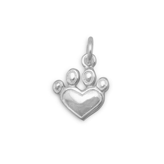 Heart Paw Print Charm