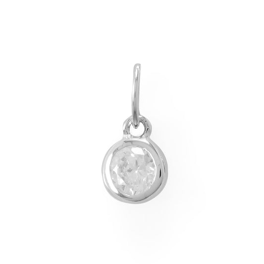 Round CZ April Birthstone Charm