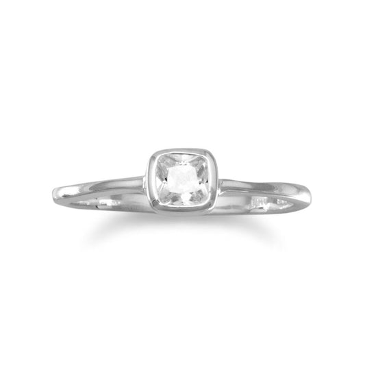 Square Clear CZ Ring