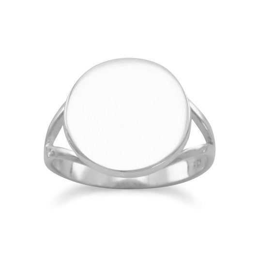 Round Engravable Ring with "V" Band