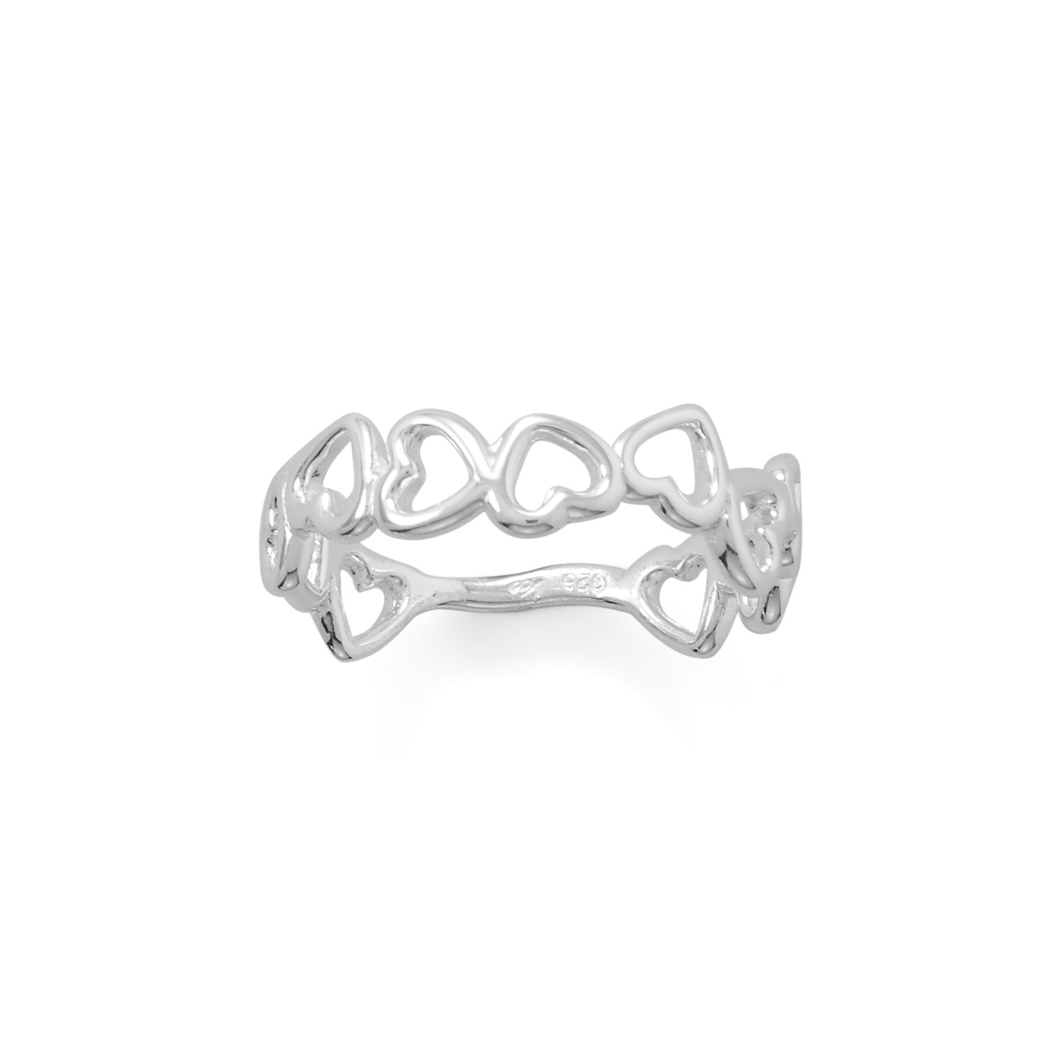 Polished Cutout Hearts Ring