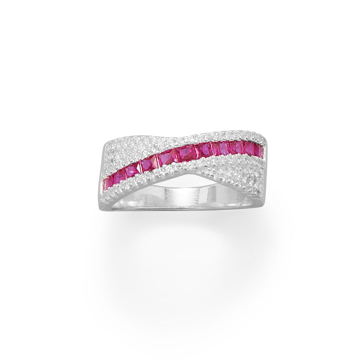 Red CZ Overlapping Ring