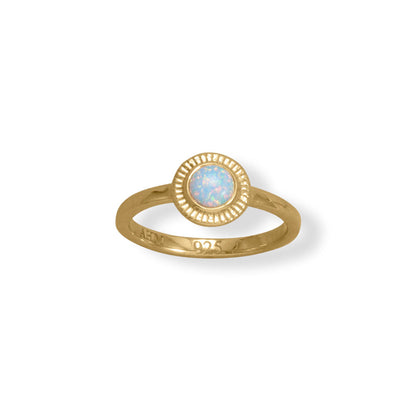 14 Karat Gold Plated Round Synthetic Opal Ring