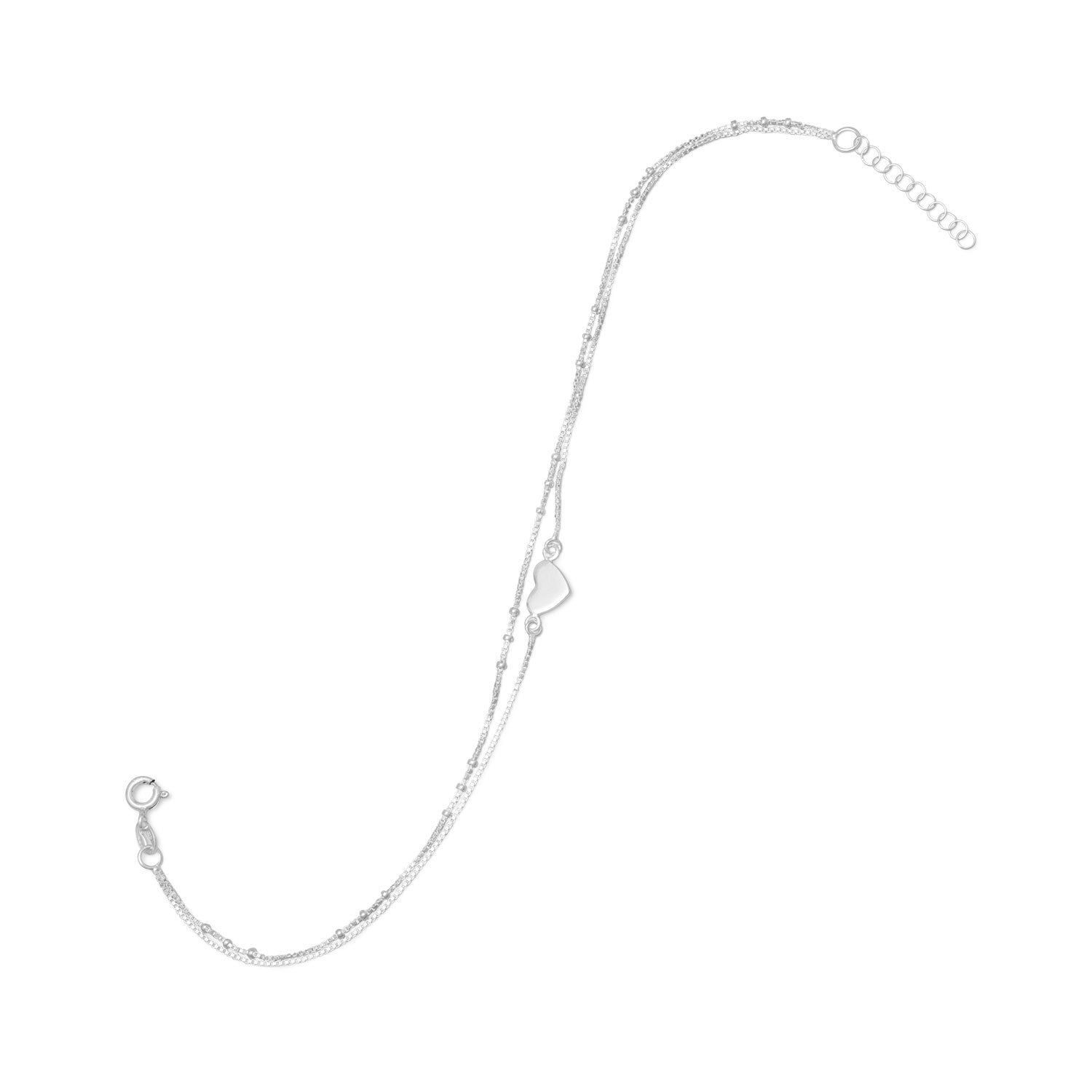 9" + 1" Double Strand Heart Anklet